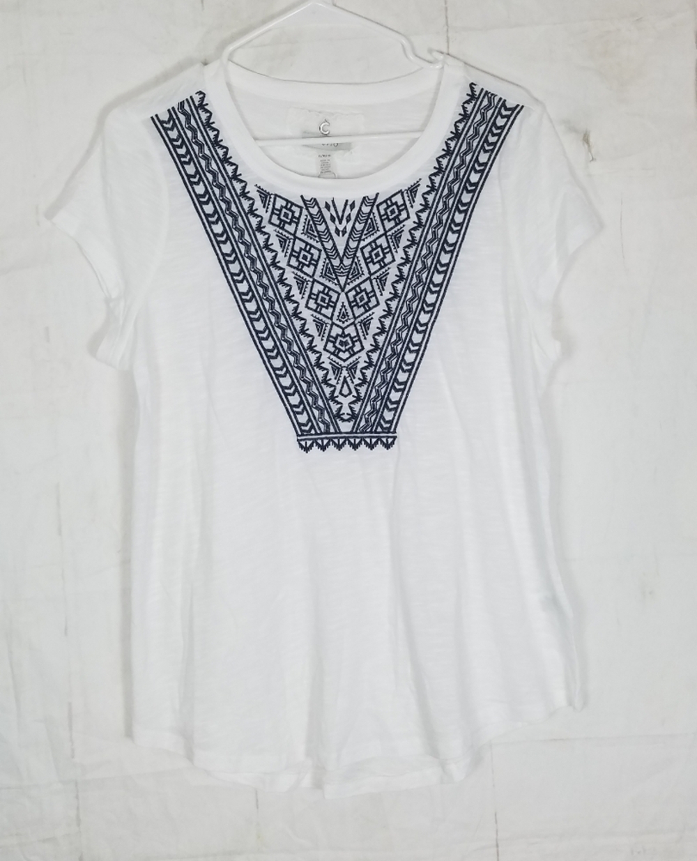 Cupio embroidered white blue top